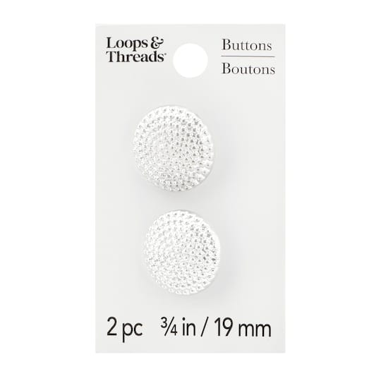 3/4" Silver Buttons, 2ct. by Loops & Threads®
